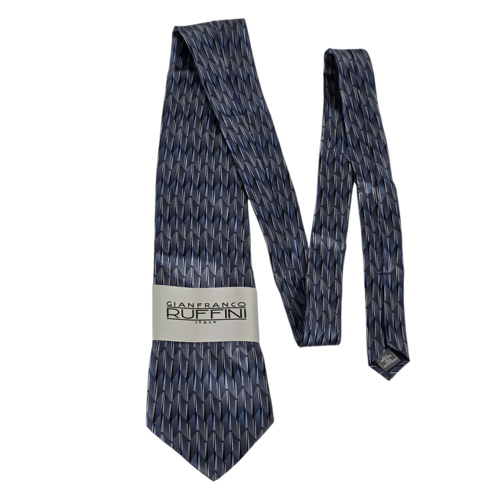 Gianfranco Ruffini Silk Geometric Pattern‎ Necktie Blue Men's Luxury Tie New